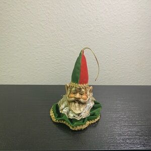 Vintage Ceramic Gnome Christmas Ornament Gnome Head and Face Ornament